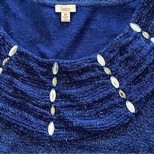 Reba Sparkling Navy Knit Top Size M
